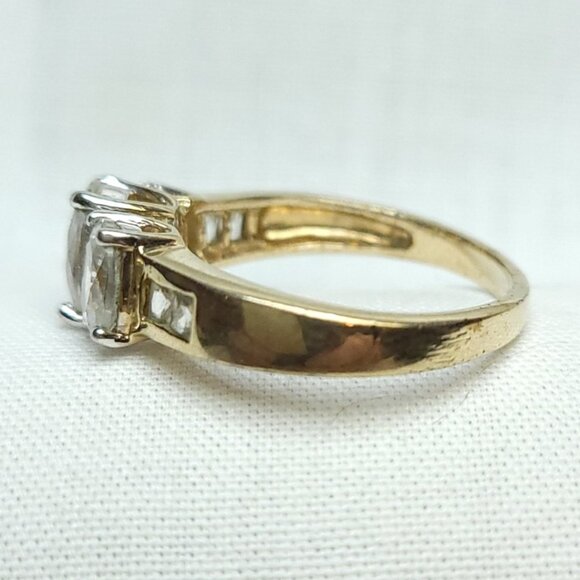 Three Stone Gold Tone Ring - Picture 3 of 7